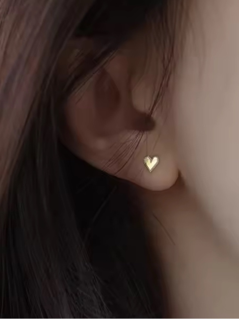 14k Gold Plated 925 Sterling Silver Heart Stud Earrings - Classic Minimal